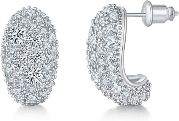 Teardrop Hoop Earrings for Women, 14K Gold Plated Pave Sparkly Hoops, 925 Sterling Silver Post, Cubic Zirconia Dome Huggie, Elegant Jewelry for Brides, Wedding, Fashion Gifts - Image 9