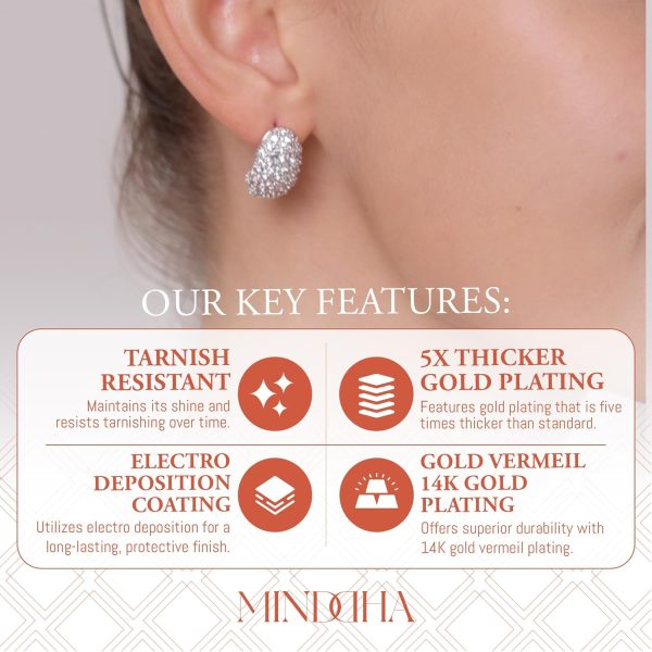 Teardrop Hoop Earrings for Women, 14K Gold Plated Pave Sparkly Hoops, 925 Sterling Silver Post, Cubic Zirconia Dome Huggie, Elegant Jewelry for Brides, Wedding, Fashion Gifts - Image 11