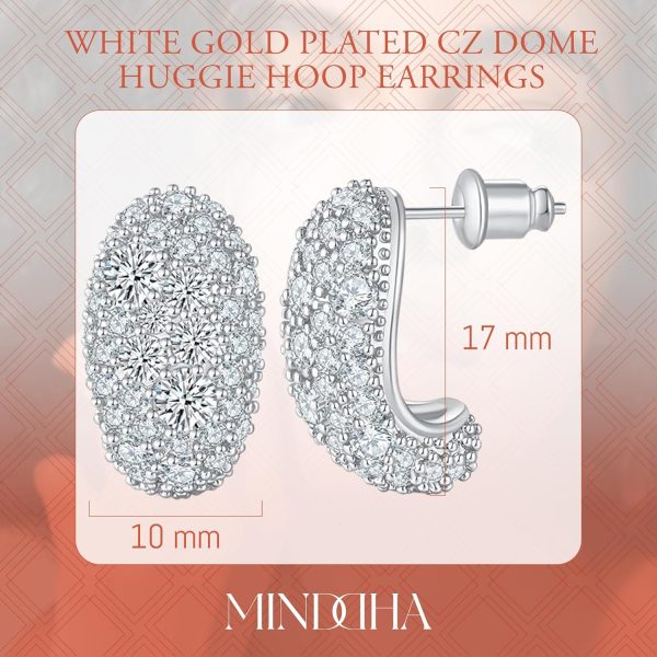 Teardrop Hoop Earrings for Women, 14K Gold Plated Pave Sparkly Hoops, 925 Sterling Silver Post, Cubic Zirconia Dome Huggie, Elegant Jewelry for Brides, Wedding, Fashion Gifts - Image 13