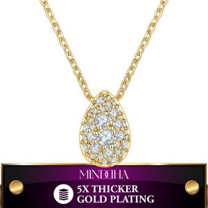 14K/18K Gold Plated Teardrop Cubic Zirconia Pendant Necklace for Women | Elegant and Dainty Jewelry | Gold Plated Options | Perfect for Any Occassion or Gifts, 15-18 Inches + 3 Inch extender