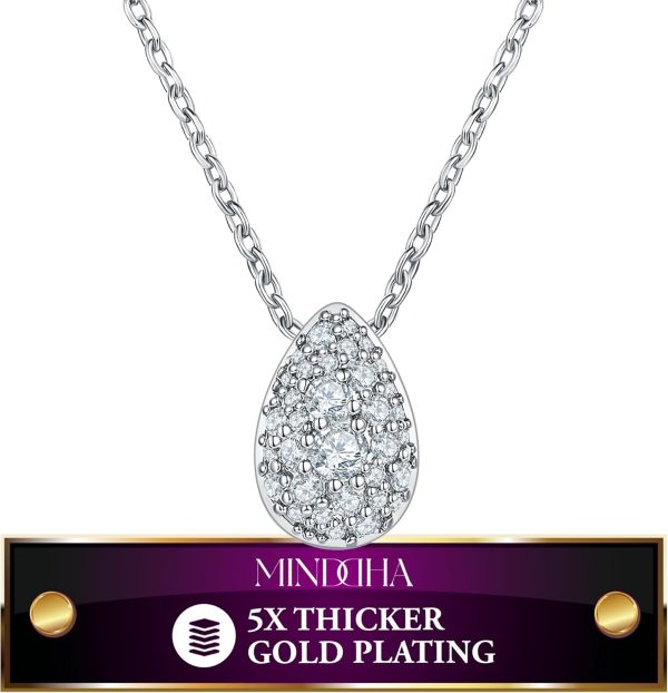 14K/18K Gold Plated Teardrop Cubic Zirconia Pendant Necklace for Women | Elegant and Dainty Jewelry | Gold Plated Options | Perfect for Any Occassion or Gifts, 15-18 Inches + 3 Inch extender - Image 9
