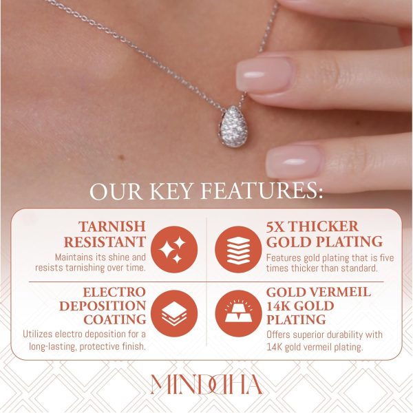 14K/18K Gold Plated Teardrop Cubic Zirconia Pendant Necklace for Women | Elegant and Dainty Jewelry | Gold Plated Options | Perfect for Any Occassion or Gifts, 15-18 Inches + 3 Inch extender - Image 14