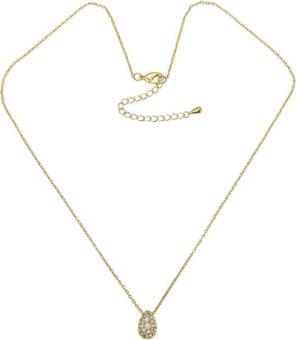 14K/18K Gold Plated Teardrop Cubic Zirconia Pendant Necklace for Women | Elegant and Dainty Jewelry | Gold Plated Options | Perfect for Any Occassion or Gifts, 15-18 Inches + 3 Inch extender - Image 20