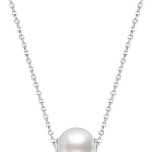 Single Pearl Necklace Pendant, 8mm Simulated Shell Pearl, Silver Necklace, Gold Necklaces for Women, 10X Gold Plated, 15"/18" with 3 Inch Extender, Ideal Gifts for Women, Christmas Gifts