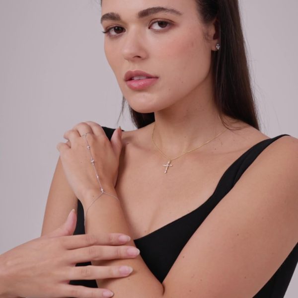 14K Gold/White Gold Plated Hand Chains Bracelet for Women | Dainty Cubic Zirconia Bracelet and Ring Chain Body Jewelry | Station, Princess Cut, Five CZ, Star Styles - Image 12