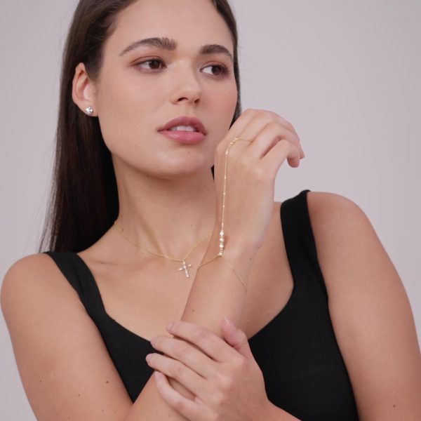 14K Gold/White Gold Plated Hand Chains Bracelet for Women | Dainty Cubic Zirconia Bracelet and Ring Chain Body Jewelry | Station, Princess Cut, Five CZ, Star Styles - Image 16