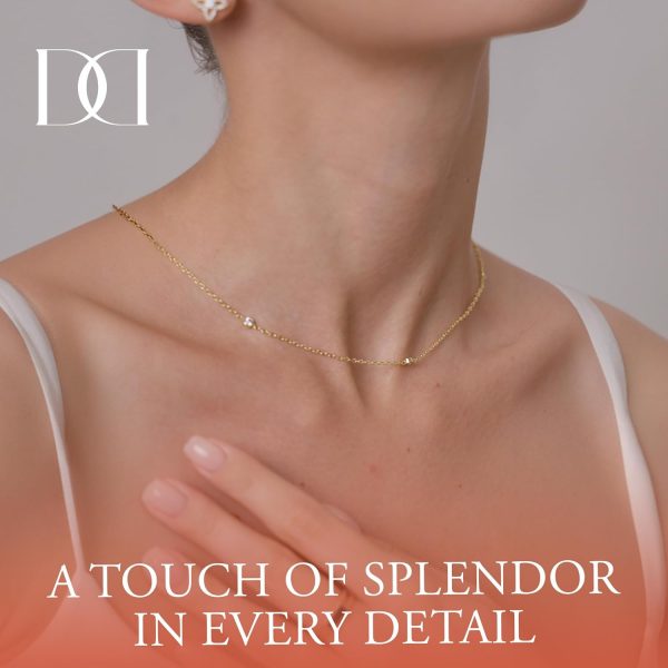 18K/14K White/Yellow Gold Plated Station Necklace | Simulated Diamond BTY Necklace | Dainty Necklace for Women | CZ Necklace | White Gold and Gold Jewelry | 15-18 Inch + 3 Inch Extender - Image 4