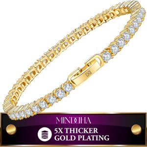 14K Gold/White Gold Plated 2mm 3mm Cubic Zirconia Tennis Bracelet | Silver Bracelet, Gold Bracelet for Women | Classic CZ Bracelet| Size 6-8 Inch