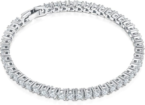 14K Gold/White Gold Plated 2mm 3mm Cubic Zirconia Tennis Bracelet | Silver Bracelet, Gold Bracelet for Women | Classic CZ Bracelet| Size 6-8 Inch - Image 22