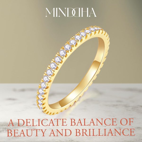 14K Gold Plated- Cubic Zirconia Simulated Diamond Stackable Rings Eternity Bands/Silver Rings, Gold Rings for Women- 1.5mm, 2mm Stacking Rings for Oura Gen 4/Oura Gen 3, Size 4-12 - Image 9