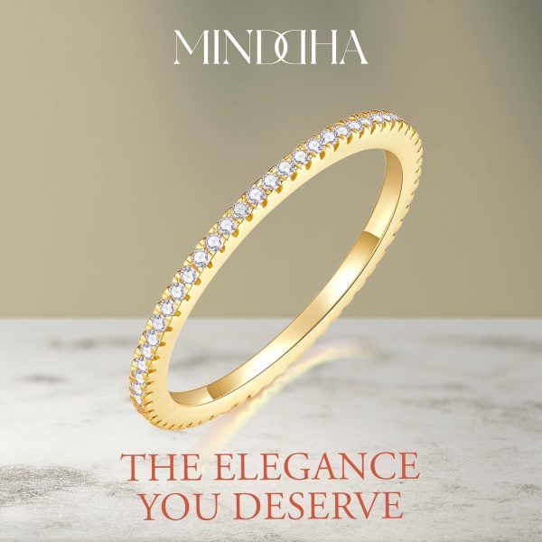 14K Gold Plated- Cubic Zirconia Simulated Diamond Stackable Rings Eternity Bands/Silver Rings, Gold Rings for Women- 1.5mm, 2mm Stacking Rings for Oura Gen 4/Oura Gen 3, Size 4-12 - Image 16