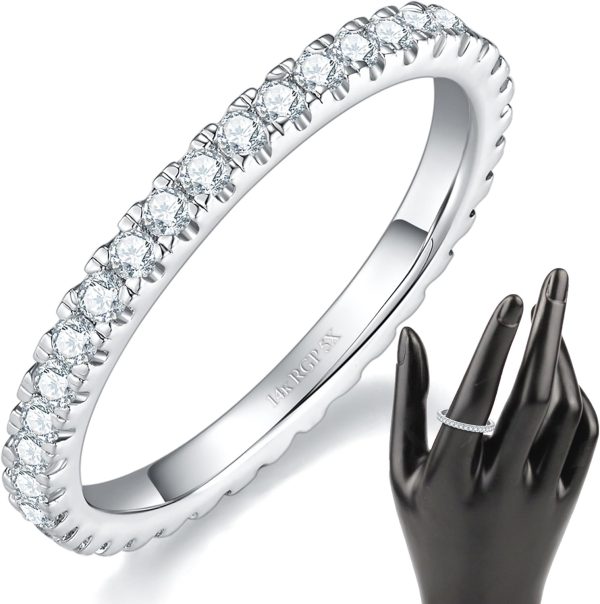 14K Gold Plated- Cubic Zirconia Simulated Diamond Stackable Rings Eternity Bands/Silver Rings, Gold Rings for Women- 1.5mm, 2mm Stacking Rings for Oura Gen 4/Oura Gen 3, Size 4-12 - Image 17