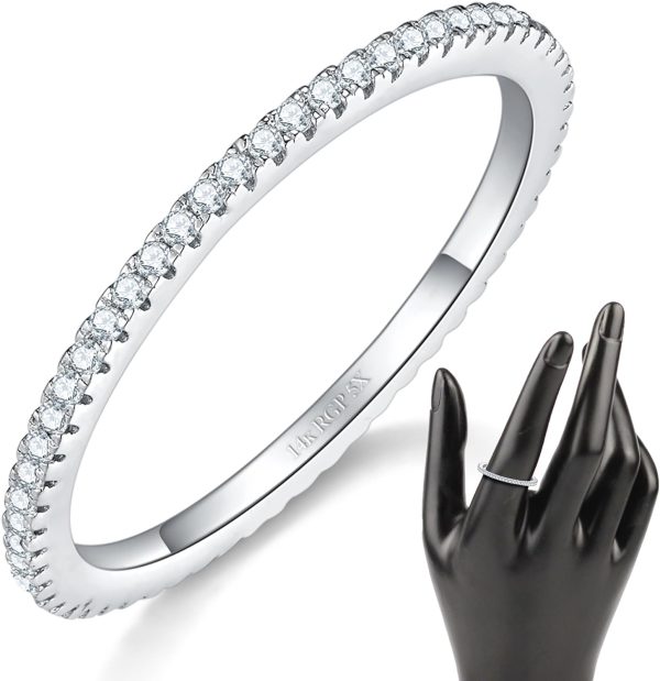 14K Gold Plated- Cubic Zirconia Simulated Diamond Stackable Rings Eternity Bands/Silver Rings, Gold Rings for Women- 1.5mm, 2mm Stacking Rings for Oura Gen 4/Oura Gen 3, Size 4-12 - Image 25